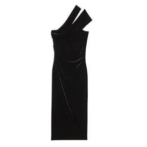 REISS Velvet One-Shoulder Midi Dress